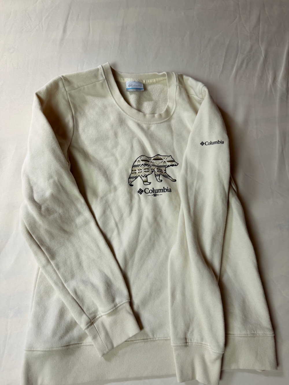 Columbia Cream Sweatshirt with Black Bear Graphic